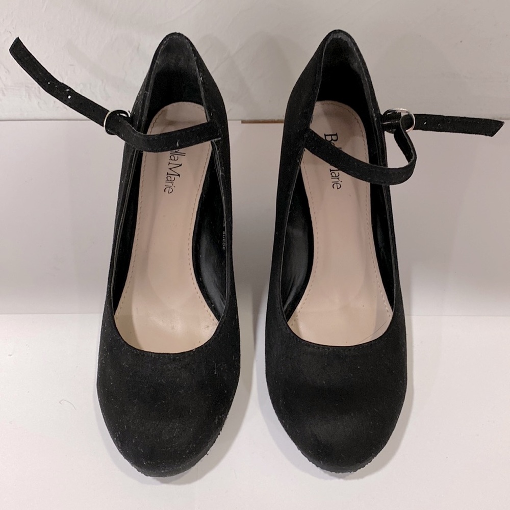 Black wedged Mary Janes